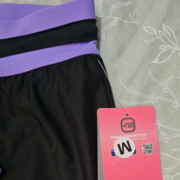 Free Country Black and Lavender Swim Shorts - Picture 3 of 13